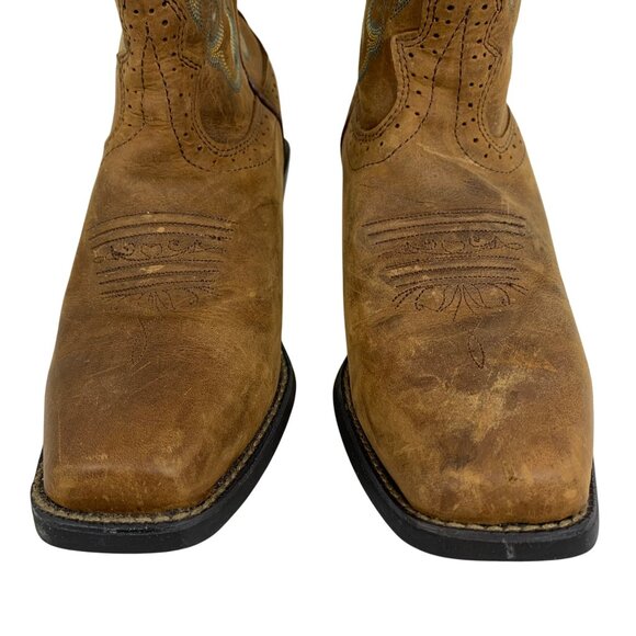 Justin Boots 12” Stampede Square Toe Boot Brown Leather Womens 10B L2552 - Picture 5 of 9